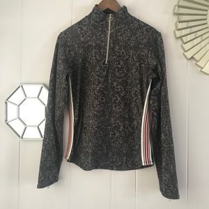Athleta Paisley Red White Stripe Pullover M